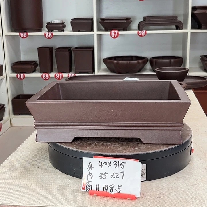 紫砂花盆双中线小