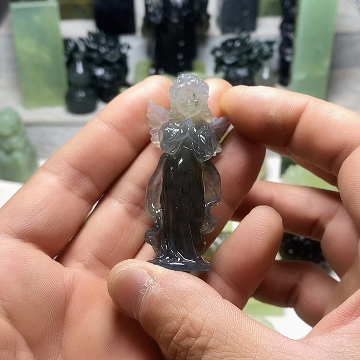 岫玉手把件未镶嵌小**呀