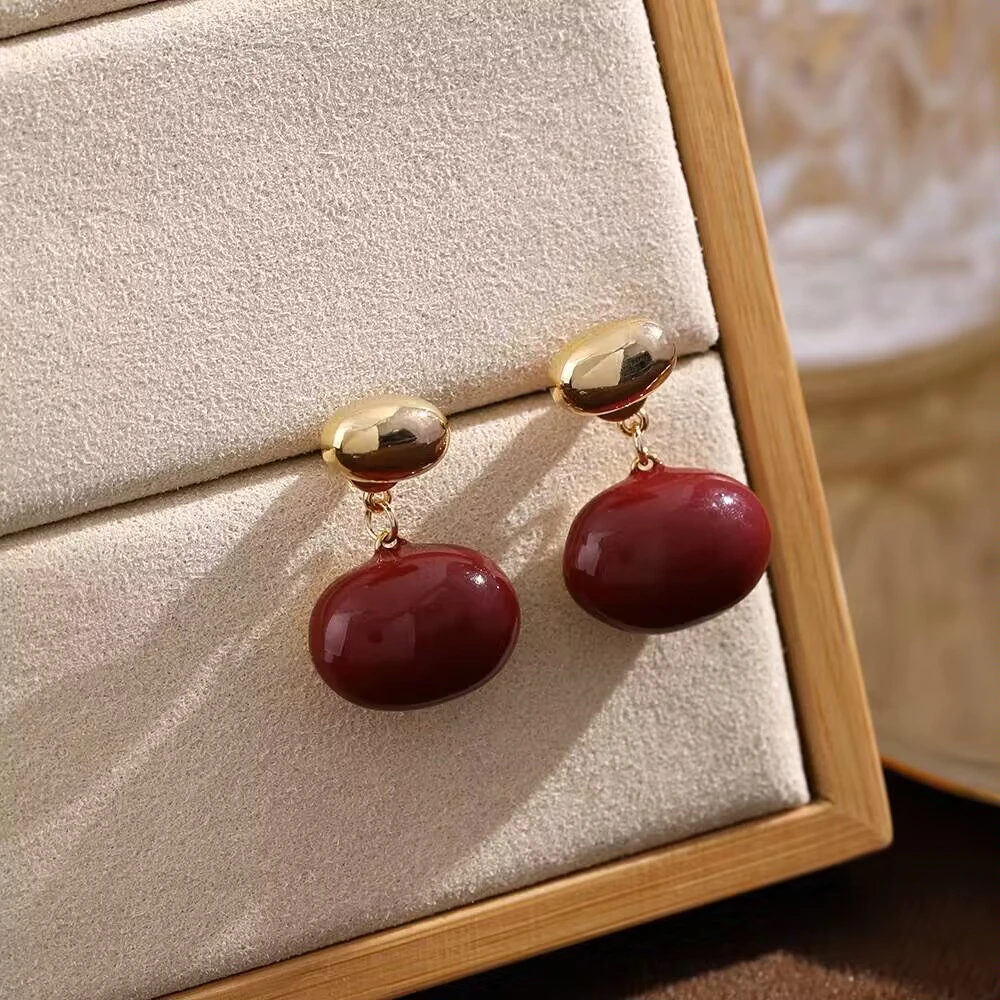 铜合金耳饰 《货号1972》 双戴珐琅滴油耳坠