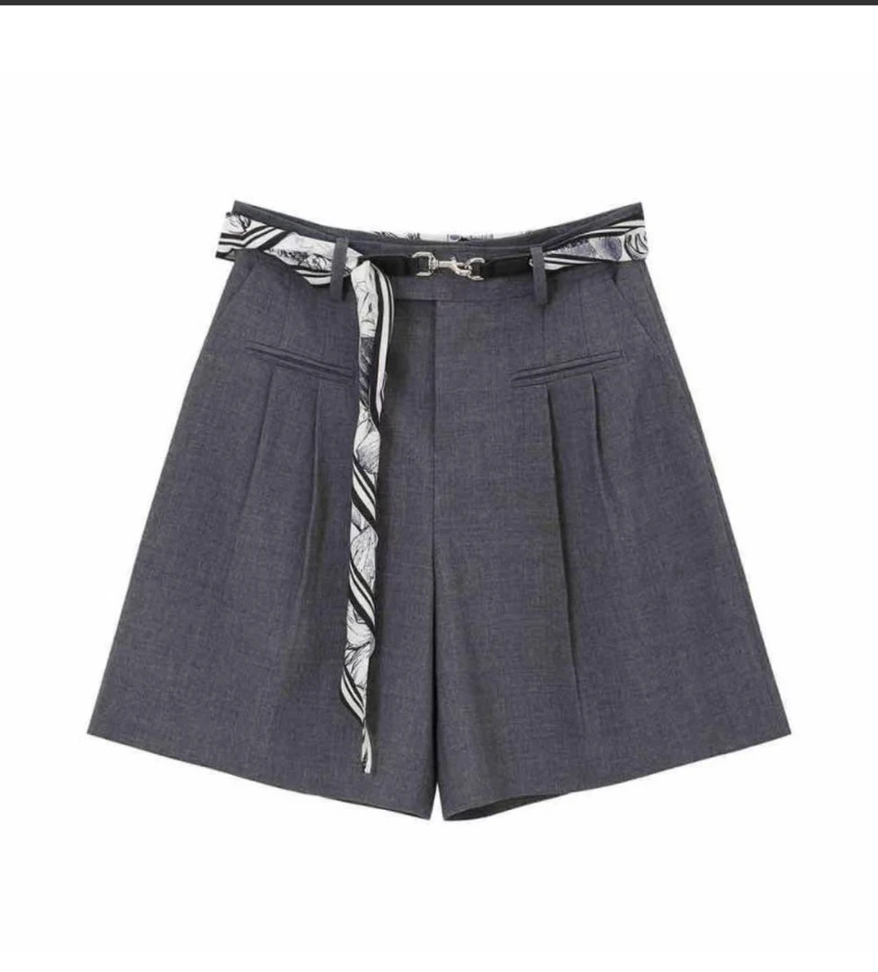 【ZS推荐】AVVENN新品丝巾西装短裤显瘦高腰百搭AL11303612