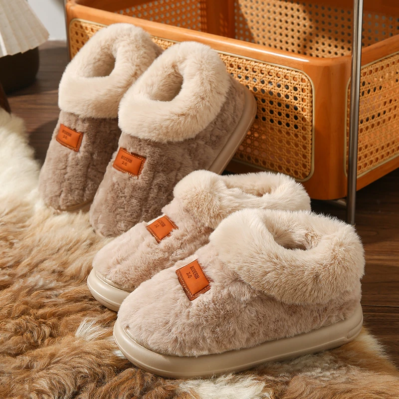 【很防滑】新款男女厚底包跟加绒棉拖鞋冬季室内家居保暖外穿送爸妈