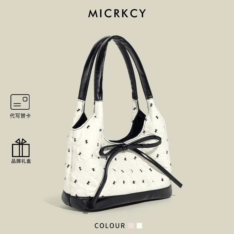 MICR&KCY甜酷辣妹蝴蝶结腋下托特包女生百搭通勤大容量手提小拎包