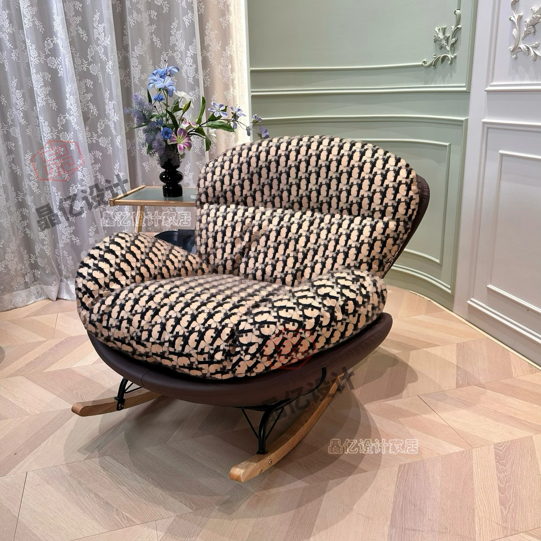 【晶亿专属】D字满印蝴蝶椅轻奢风摇椅舒适沙发椅客厅创意单人摇椅