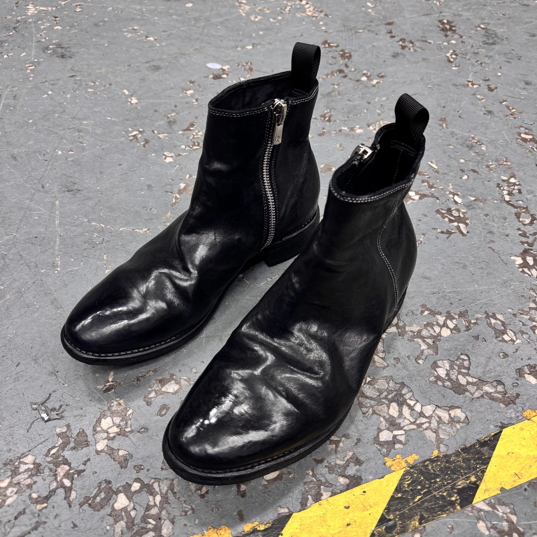 【SOURCEING&彦彰制】黑标系列水洗澳洲袋鼠皮侧拉链固特异手工靴