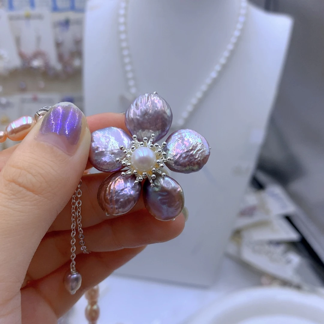 淡水珍珠颈饰银S925镶嵌