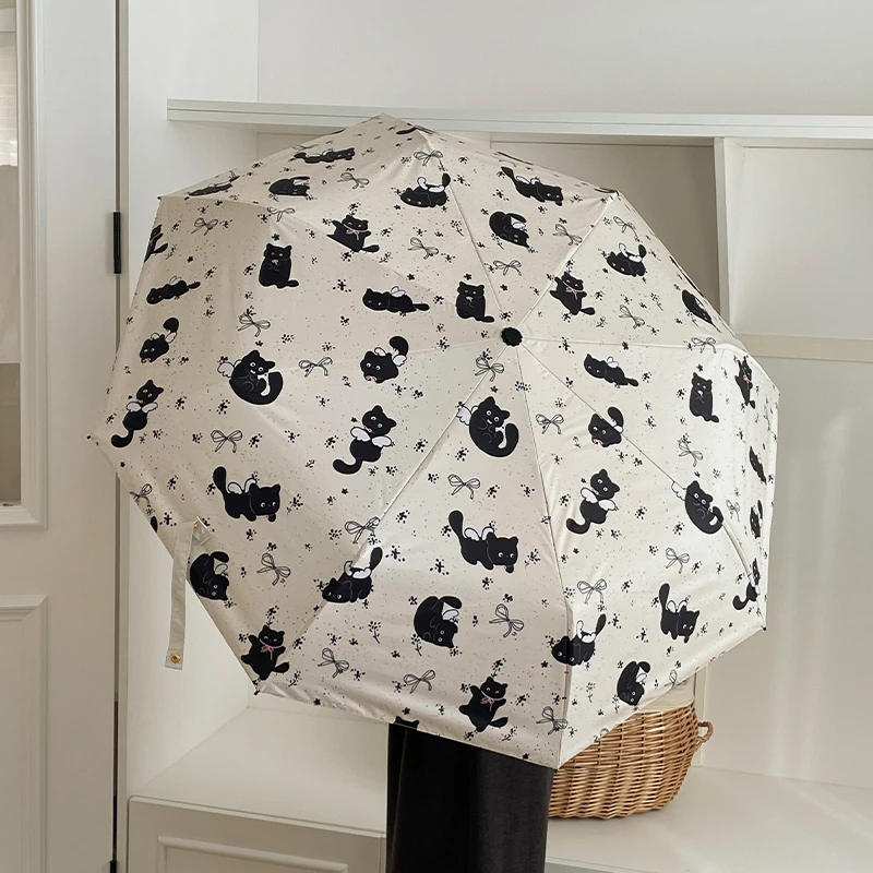 自动太阳伞女防晒防紫外线便携折叠遮阳伞可爱猫咪雨伞雨衣