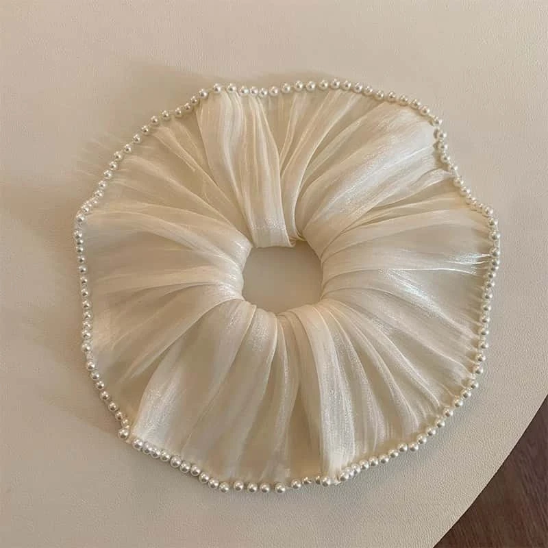 高级感加大号珍珠大肠发圈女气质扎头发丸子头皮筋低马尾发绳头绳