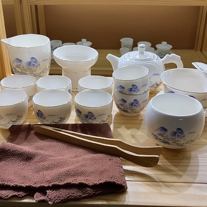 玉瓷居陶瓷茶具套装青花山水16
