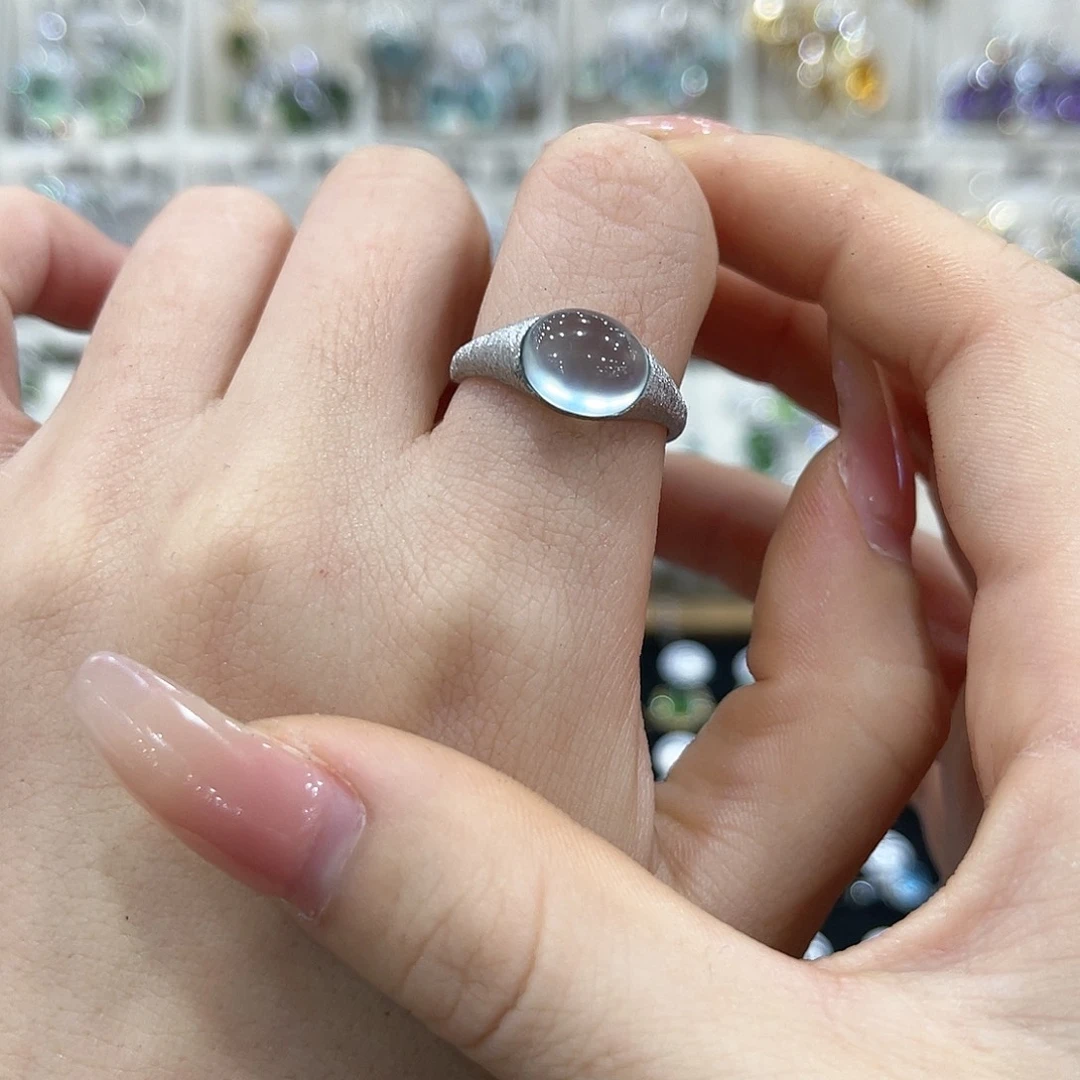 A****蛇纹石玉银S925镶嵌戒指