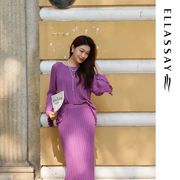 ELLASSAY/歌力思2025早春精致都市摩洛哥紫千层毛衫EWE361M03900
