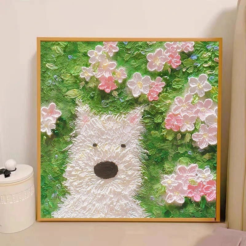 花园小狗钻石画2025新款手工DIY钻石十字绣卡通点贴钻小狗钻石绣