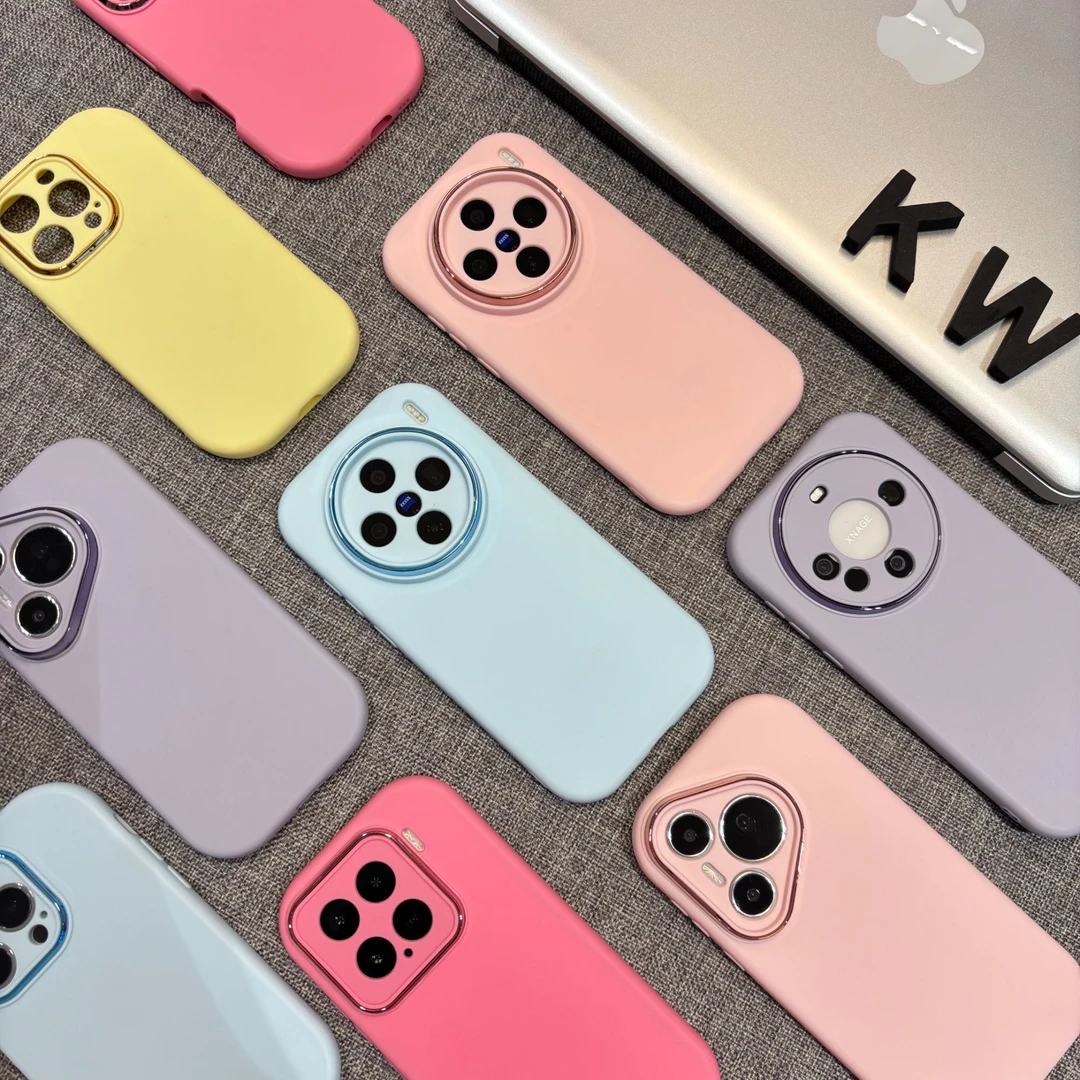 纯色护镜框适用苹果16/17手机壳iPhone15小米14vivoppo华为p70套