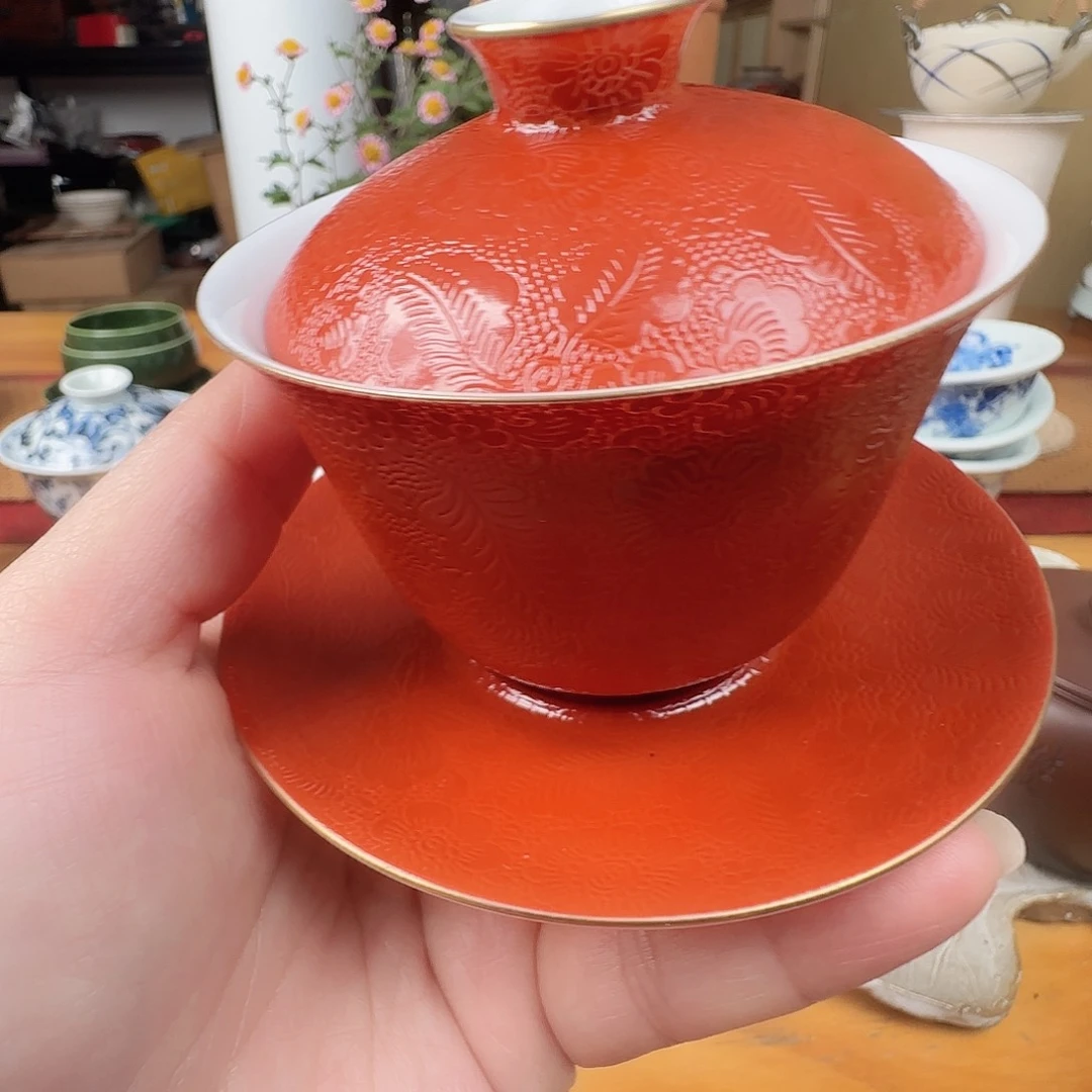 宫墙红扒花三才杯