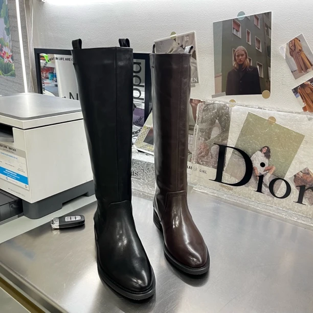 175-6牛皮高靴 一脚蹬高靴时尚百搭长筒靴骑士长靴