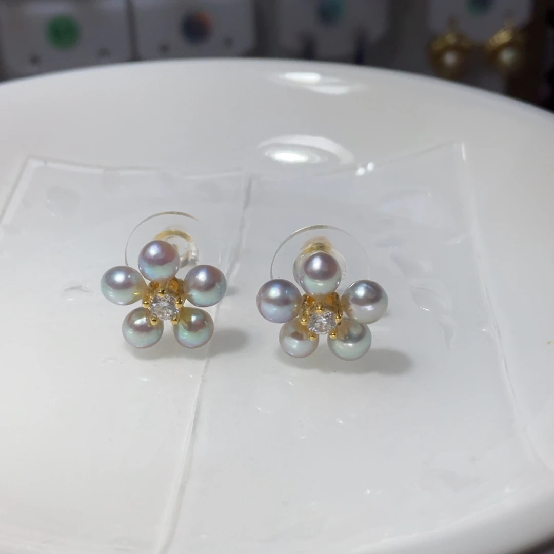 银S925镶嵌海水珍珠耳饰