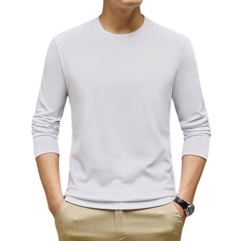 纯色长袖t恤百搭秋衣男韩版修身潮流圆领秋冬休闲打底衫纯色显瘦