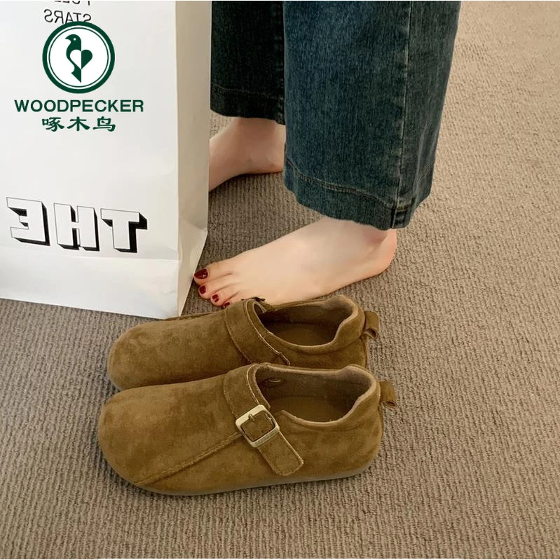 啄木鸟勃肯鞋女款2025年新款春秋一脚蹬时尚百搭复古休闲女鞋软底