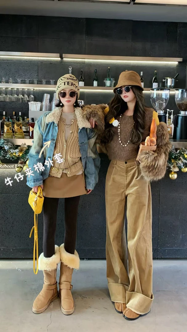 SISTER姐妹家【西部牛仔】重工水洗脏脏夹棉加厚翻领宽松牛仔外套女