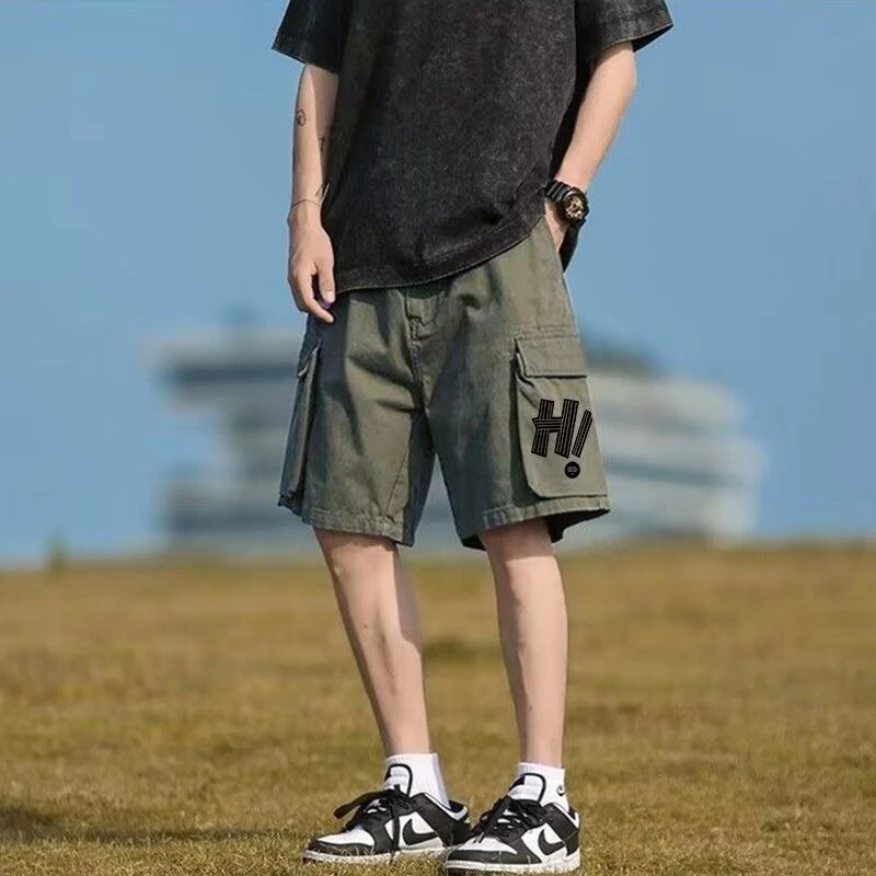 工装短裤工装裤男士夏季薄款美式休闲宽松运动五分裤百搭五分裤子