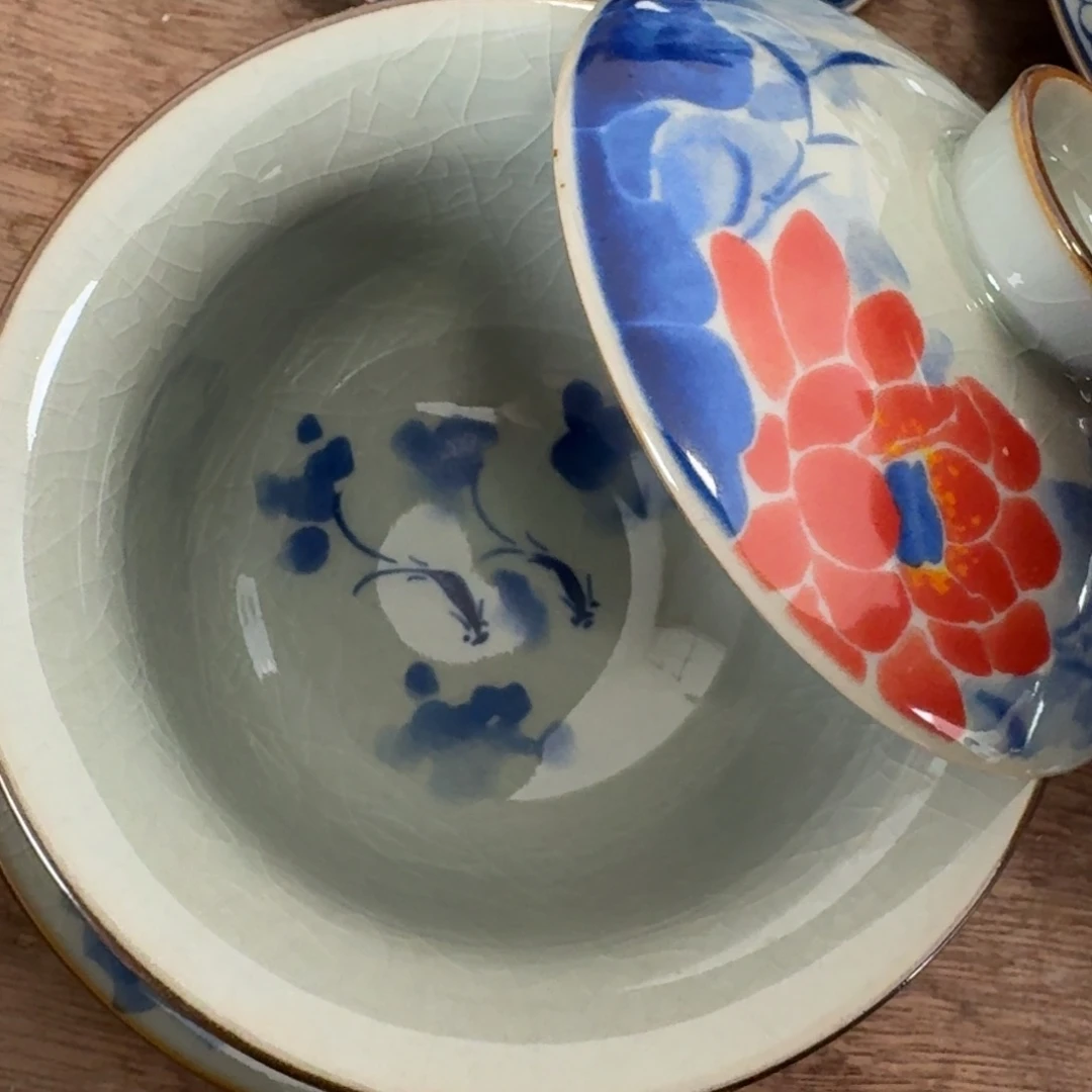 金玉满堂元宝盖碗微瑕