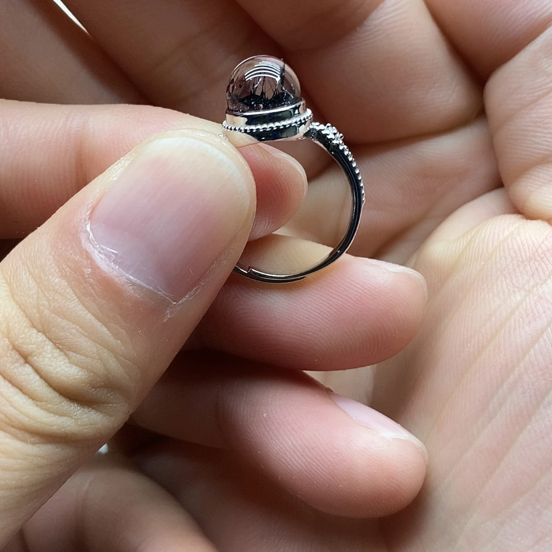 花***鼠银S925镶嵌水晶戒指活口