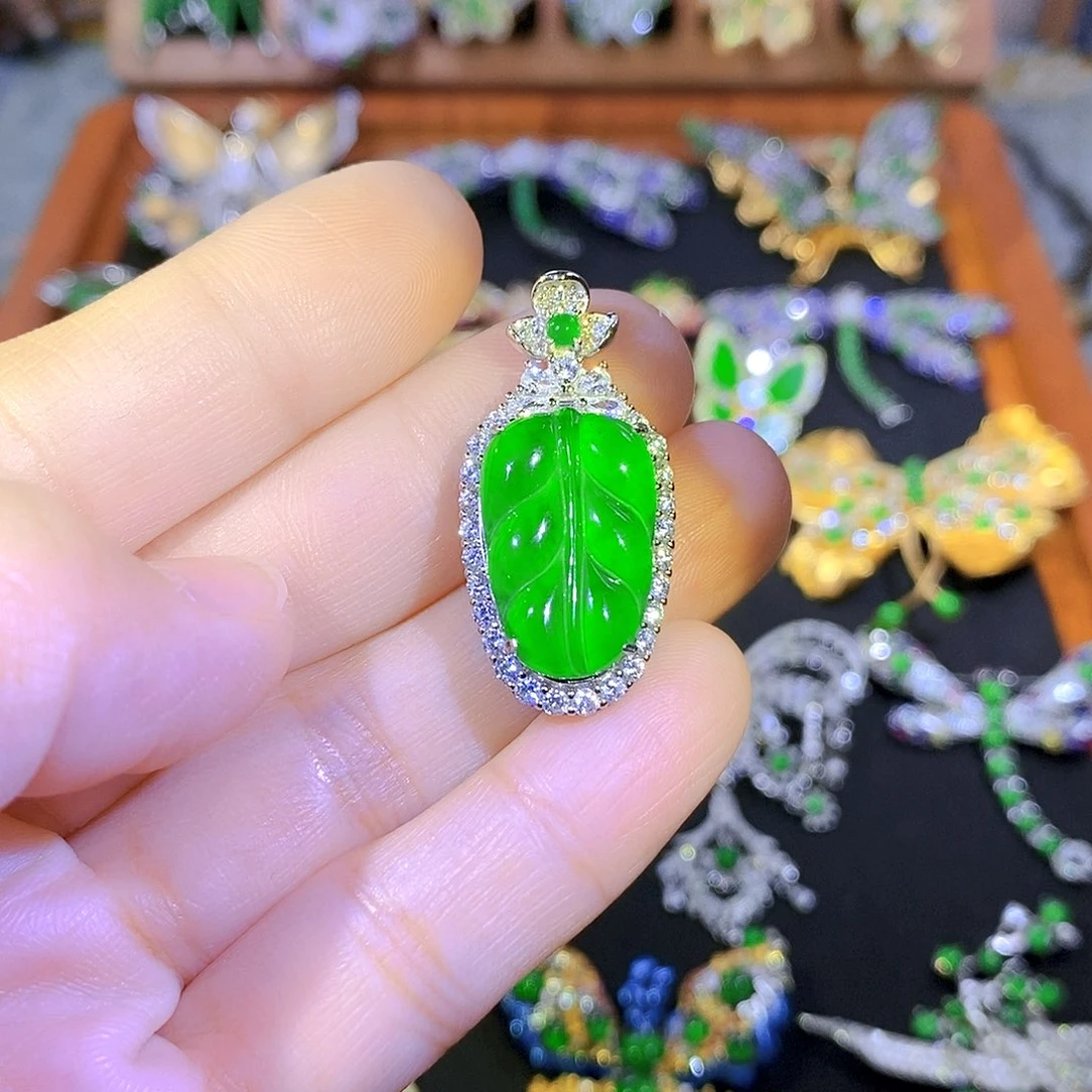 吊坠(不含链)银S925镶嵌翡翠