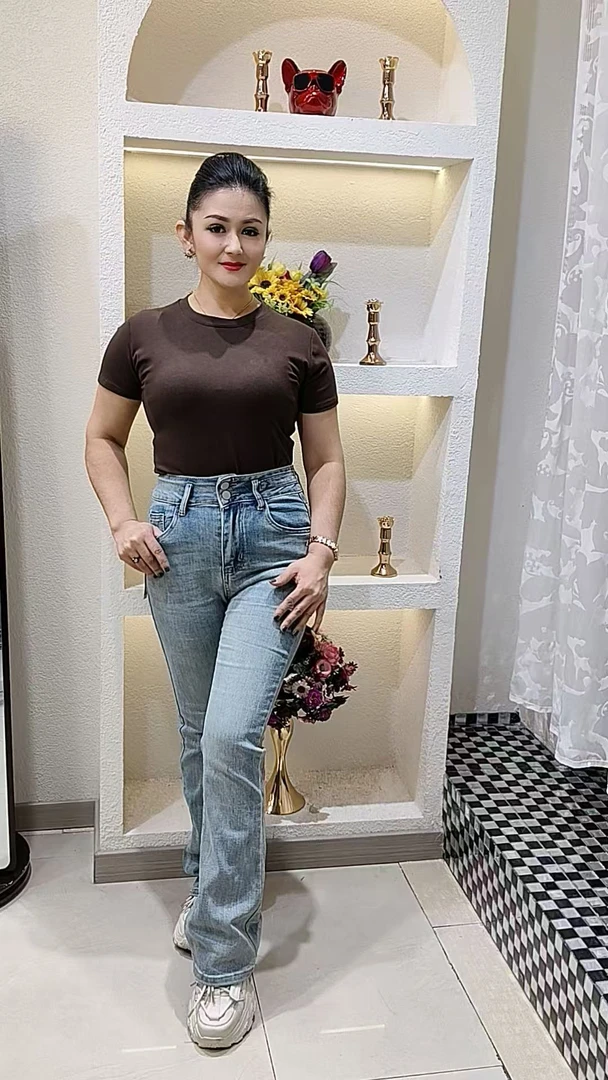 320新款加长长款女士淡蓝色喇叭拖地高腰裤牛仔裤包邮