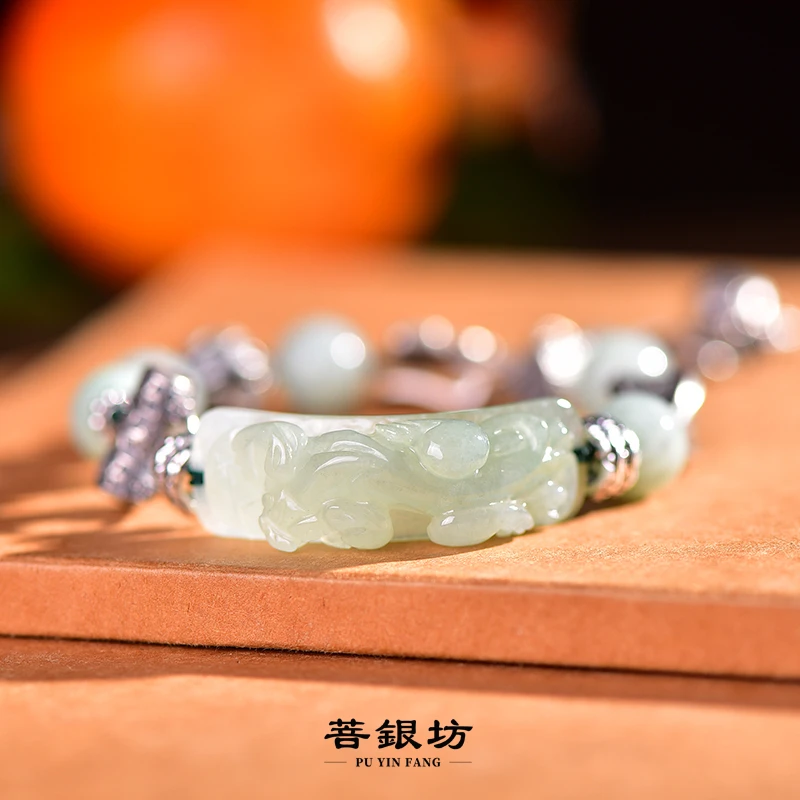 【菩银坊】925银翡翠貔貅手牌，22厘米可调节 气质 时尚 精美