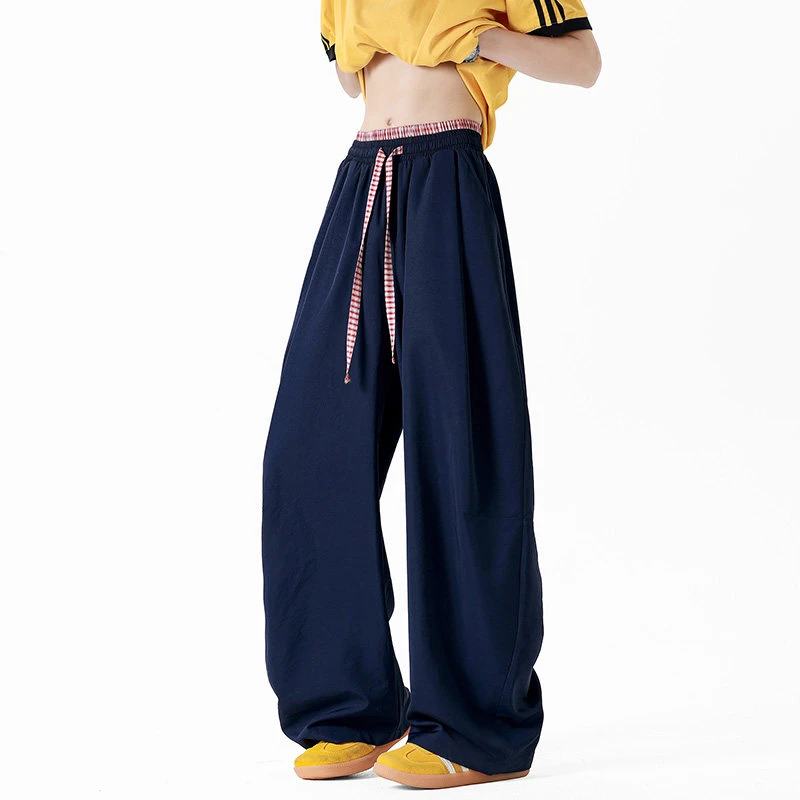 夏季休闲裤冰丝显瘦凉感弯刀裤直筒阔腿裤夏薄款宽松休运动垂感