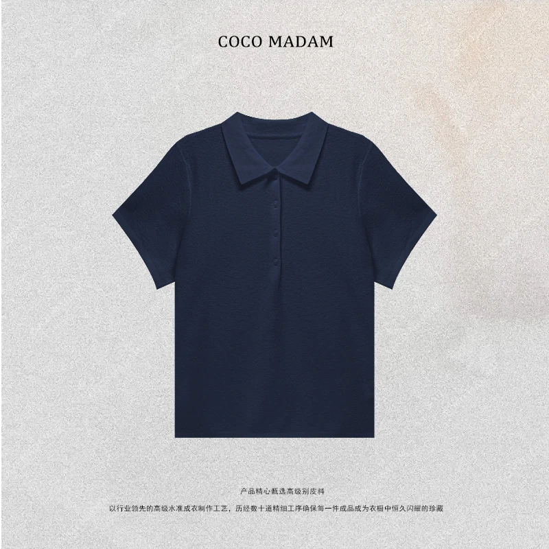 NIUNIU ·T-954新品和纸领口纽扣短袖T恤上衣