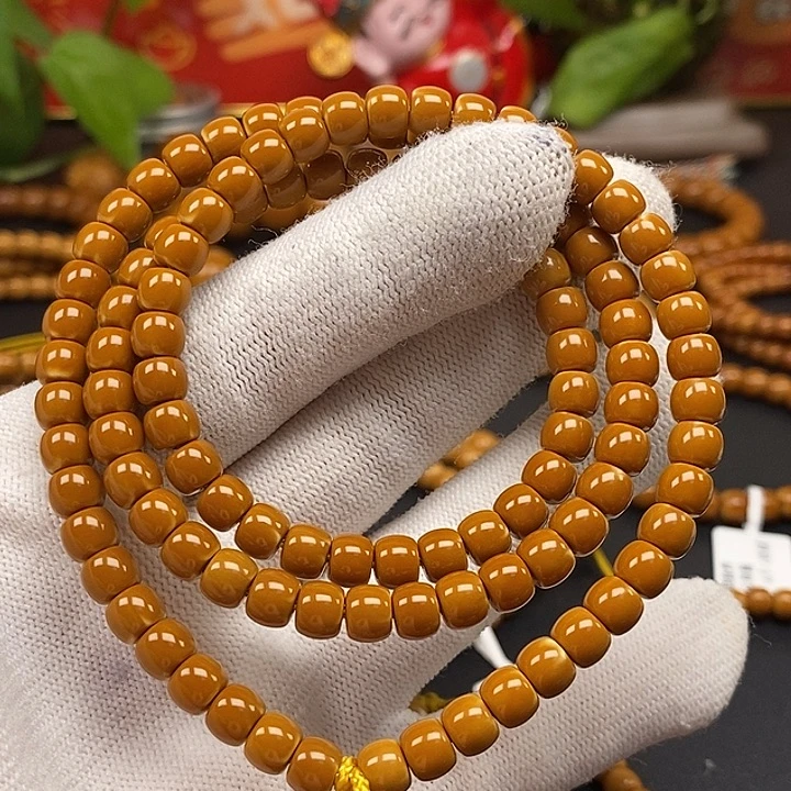 手串橄榄核6.0老挝核尖正三花108微白