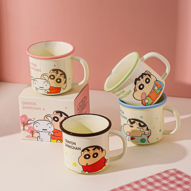 川岛屋蜡笔小新杯子家用喝水马克杯陶瓷早餐杯高颜值情侣水杯女生