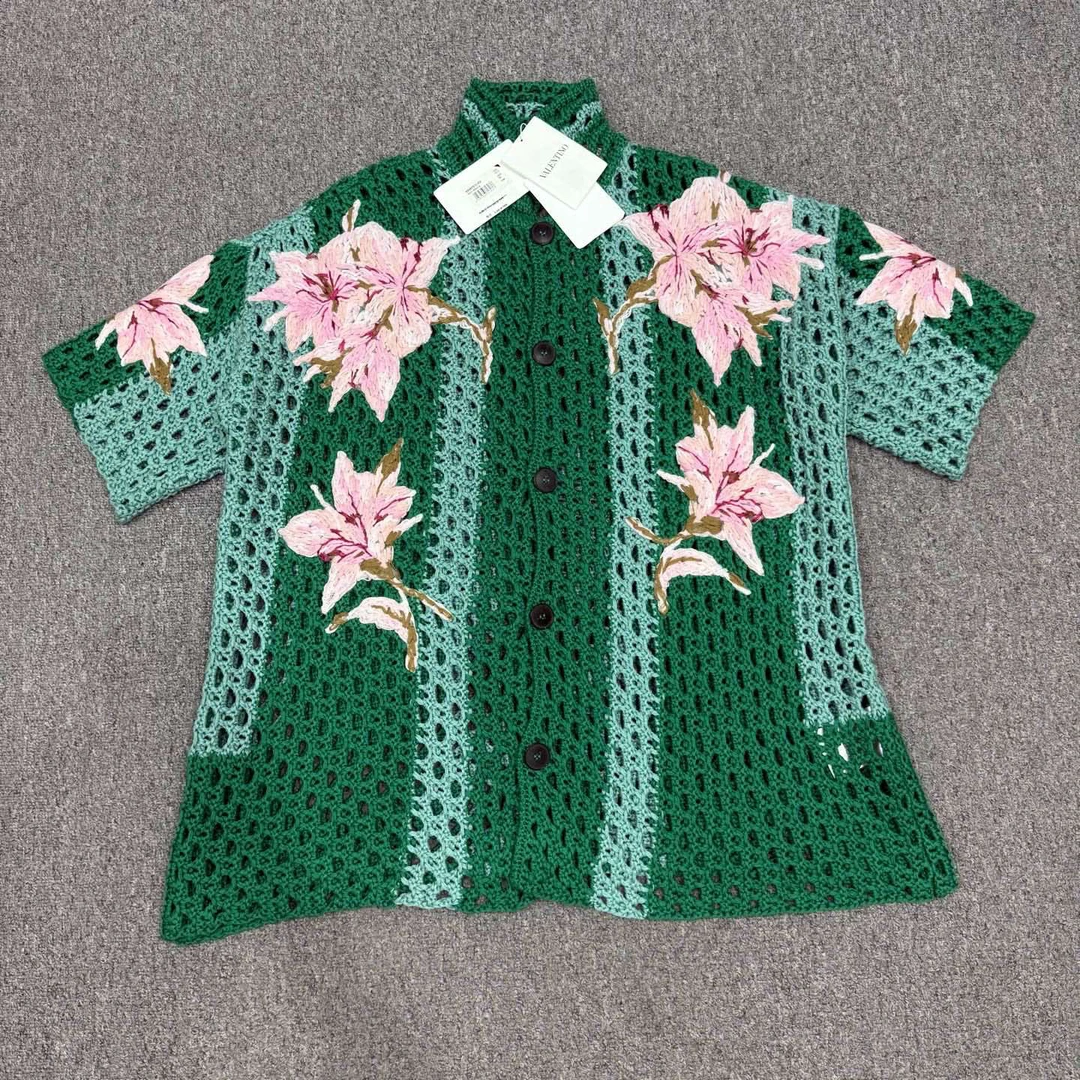 未使用 Valentino/华伦天奴 15270067秀款花朵刺绣毛衣短袖 M码