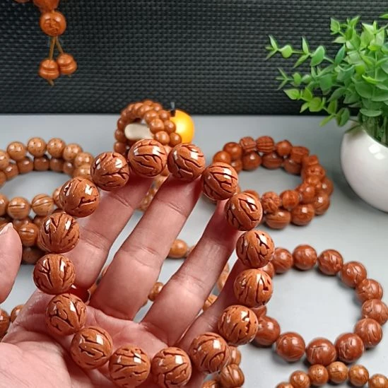 桃核手串飞龙满花15.8