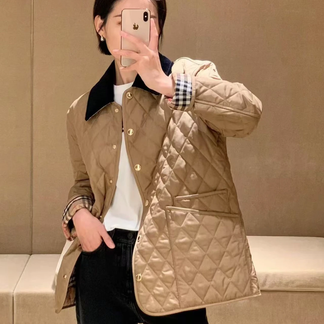 未使用 BURBERRY/博柏利 BURBERRY博柏利拼接翻领宽松夹克外套菱