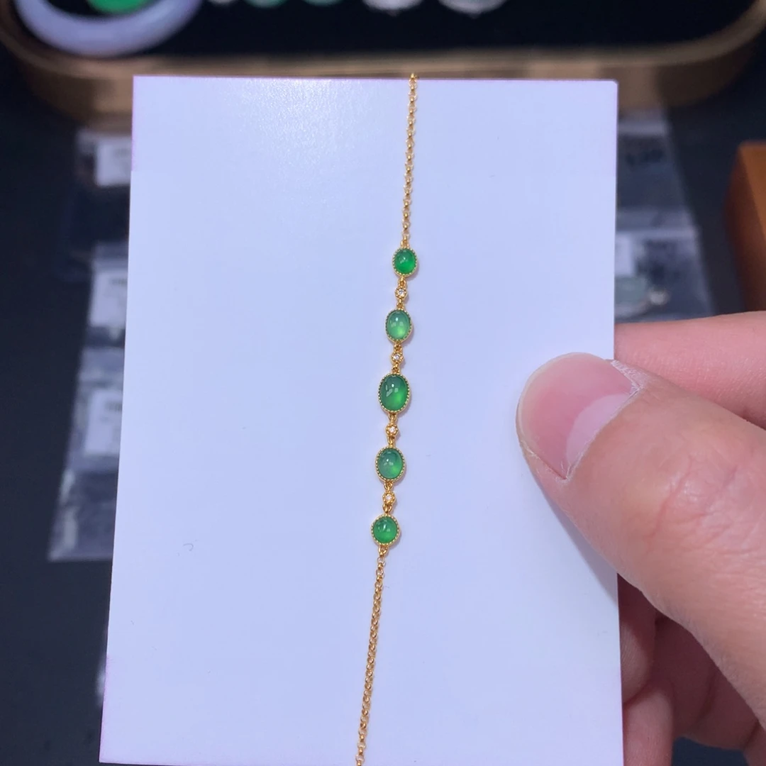 翡翠18K金镶嵌颈饰48小时鉴赏期，退货不扣服务费