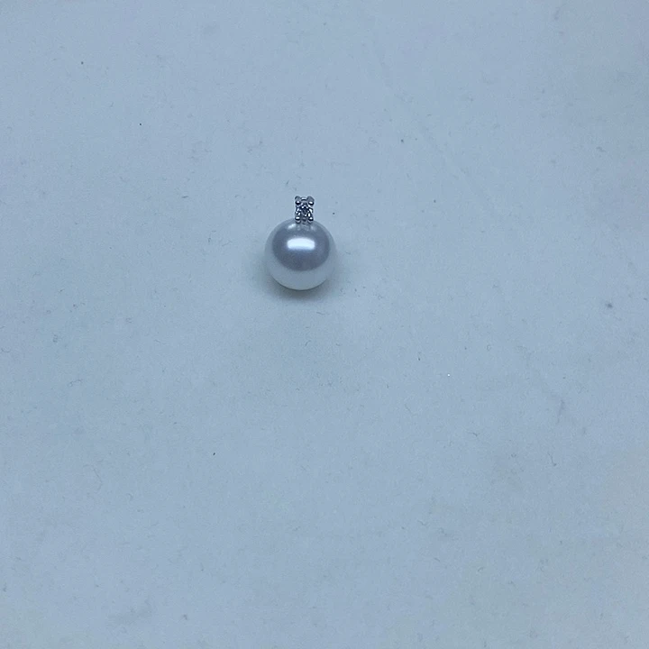 淡水珍珠银S925镶嵌吊坠(赠链)12mm戴妃吊坠