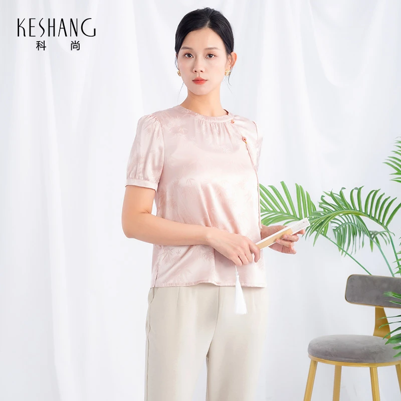 4BZ08020休闲国风上衣桑蚕丝短袖