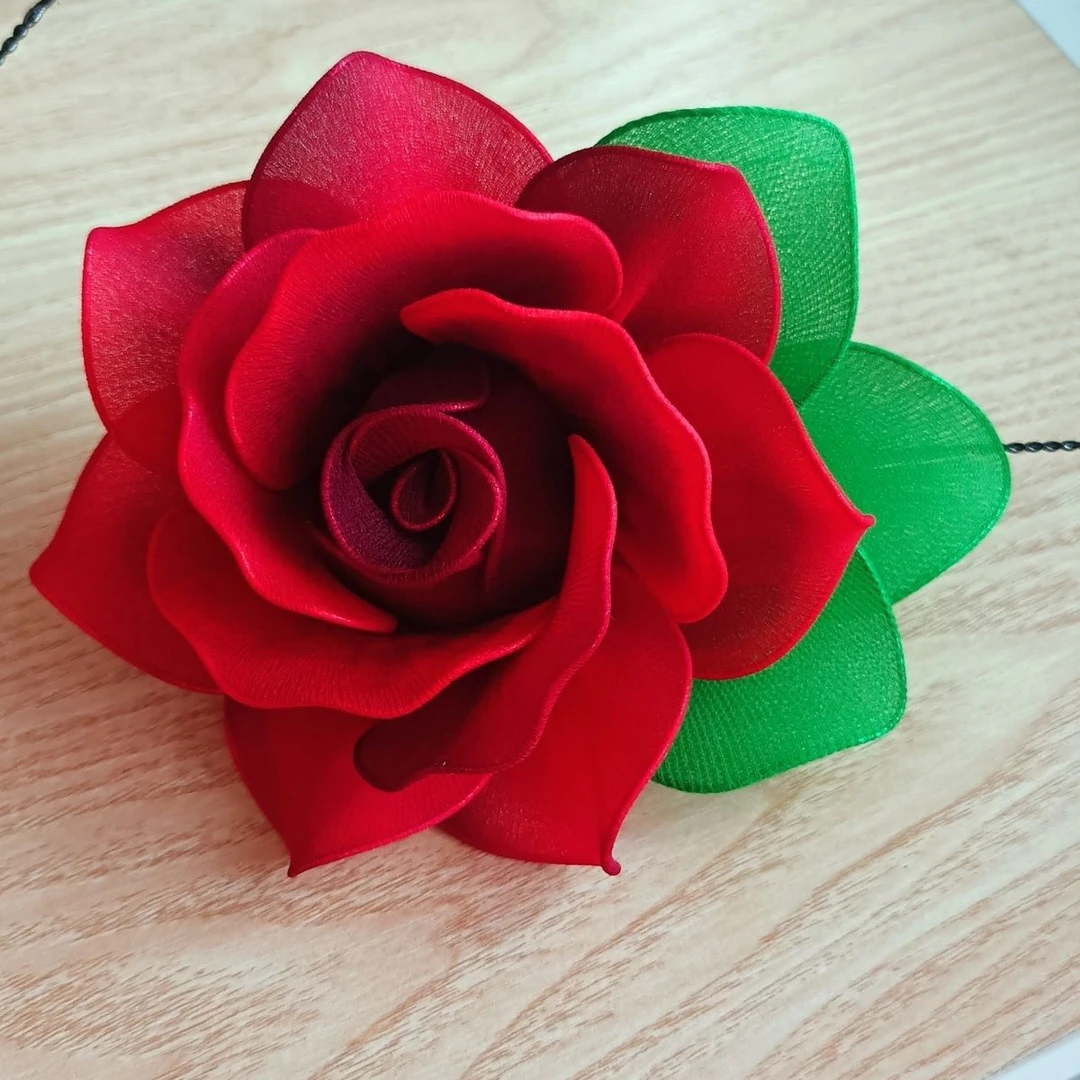 2025贵州省黔东南苗族侗族纯手工头花玫瑰花复古红色头饰仿真花