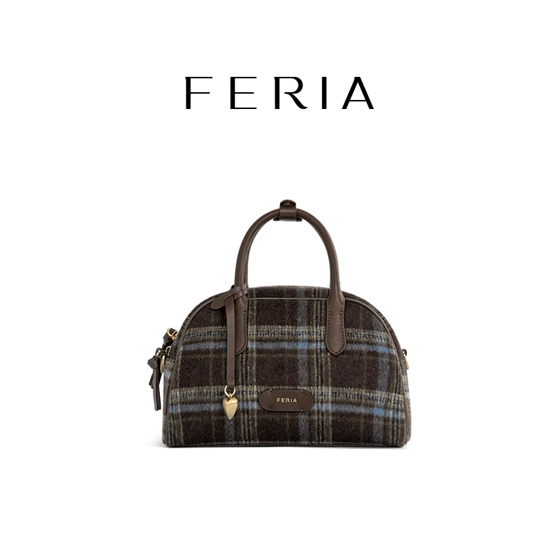 FERIA【格纹爱心波士顿】FE507B369韩国小众品牌时尚女包包YY