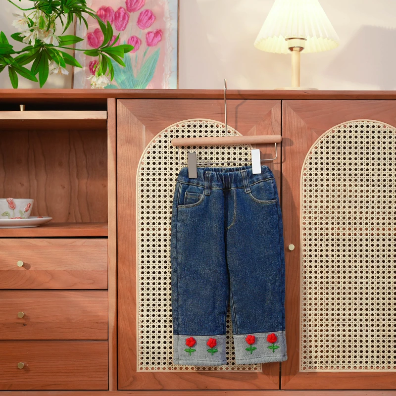 KD682蓝色加绒牛仔裤秋冬2025新款加厚直筒裤保暖一体绒休闲裤