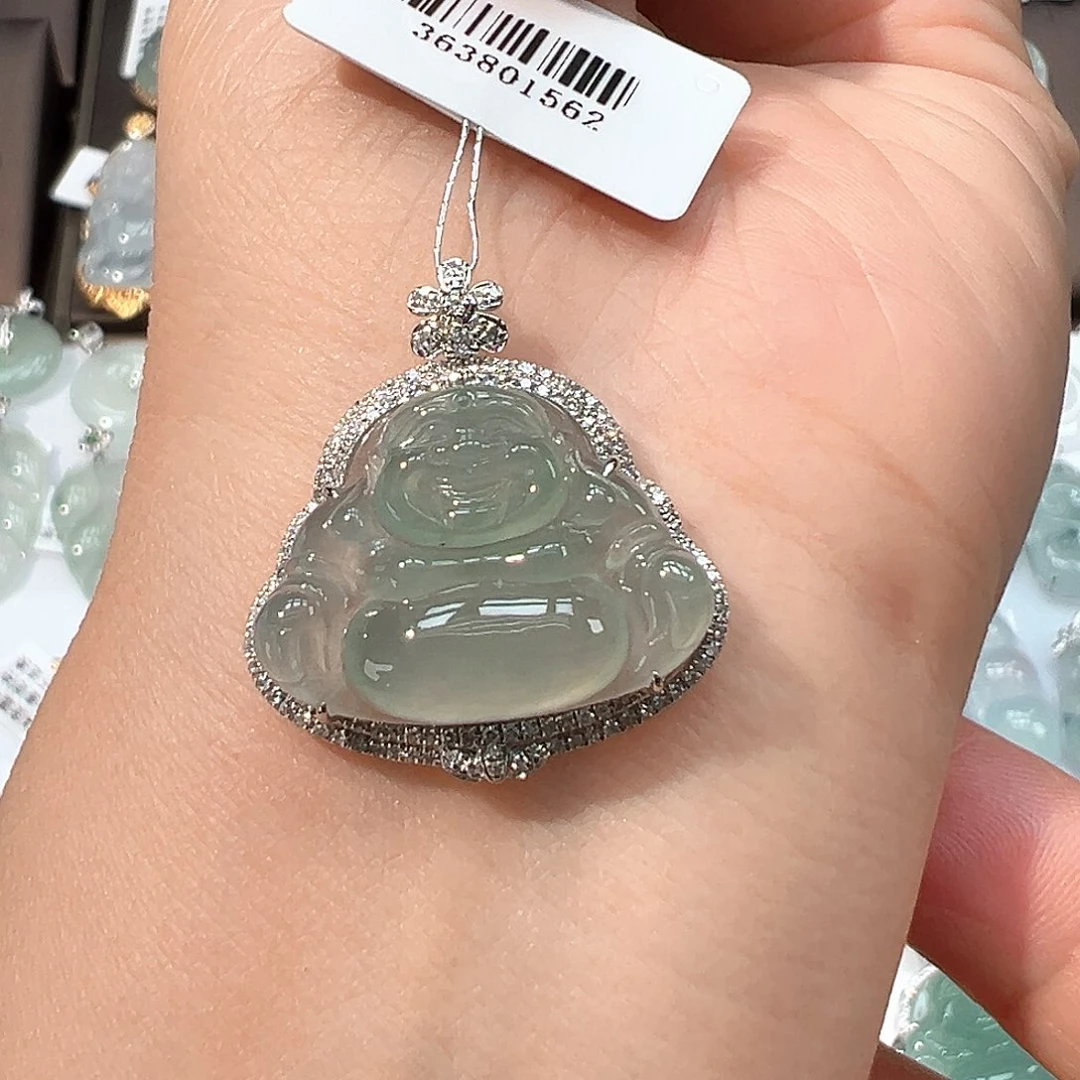 翡翠18K金镶嵌吊坠(不含链)佛公