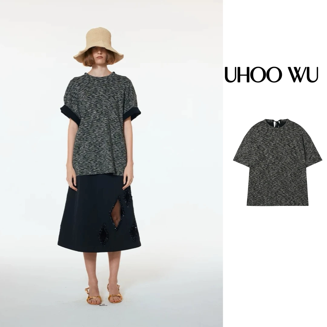 “UHOOWU”设计师品牌后开口双色T恤——黑鸭子买手店