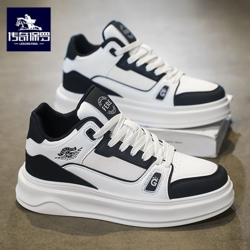 传奇保罗正版男鞋秋季运动高帮平板鞋青少年潮流百搭防滑休闲潮鞋