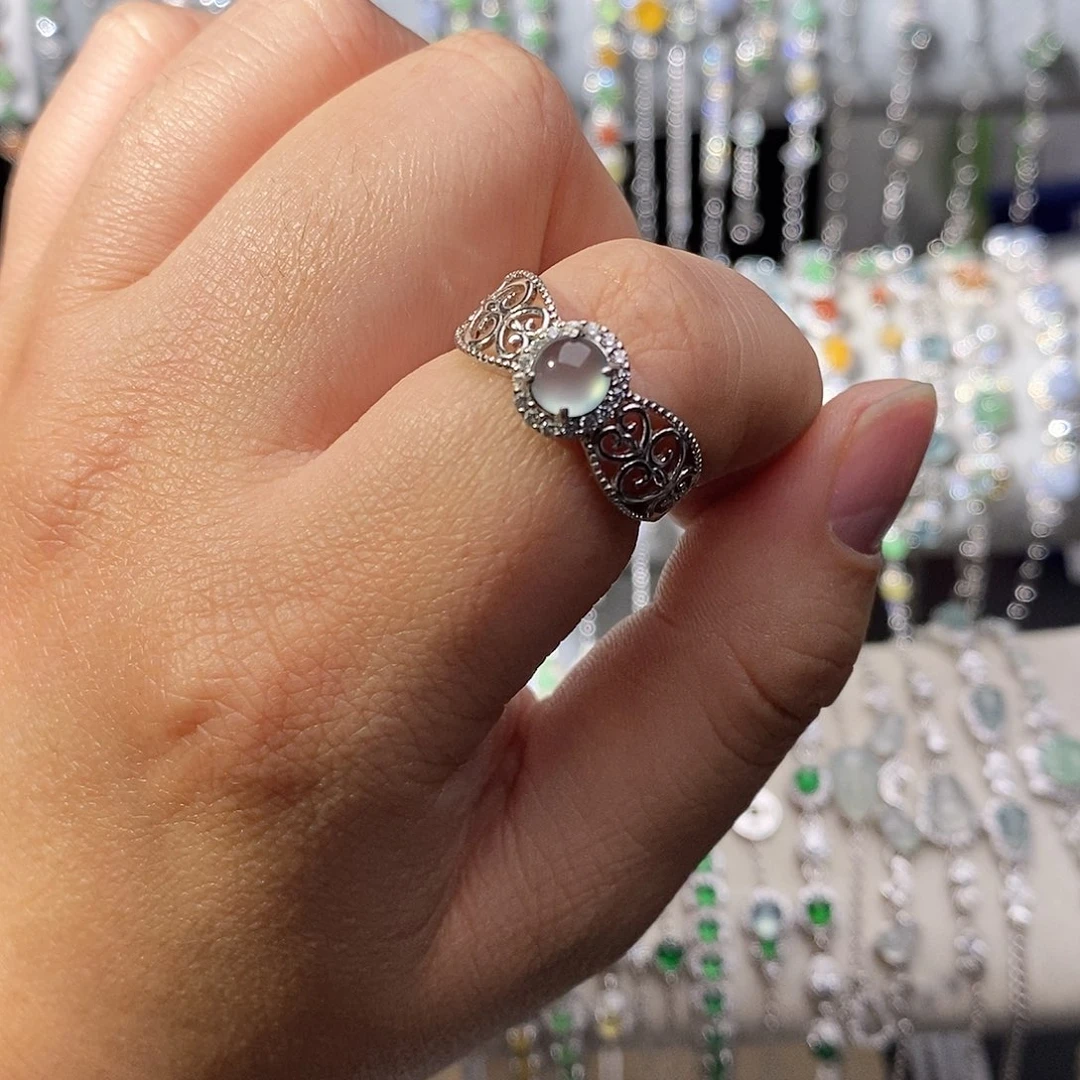 翡翠银S925镶嵌戒指