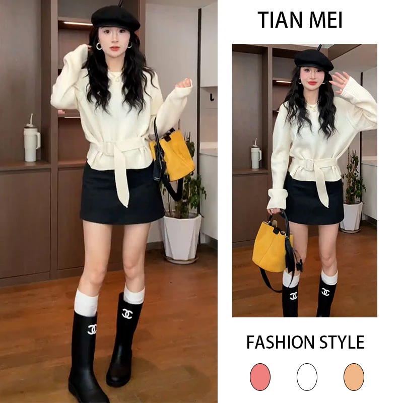 2025秋季新款设计感韩版法式长袖上衣女搭配休闲半身短裙两件套装
