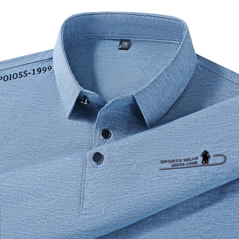 夏季新款男士短袖t恤中青年纯色休闲冰丝透气百搭印花翻领POLO衫