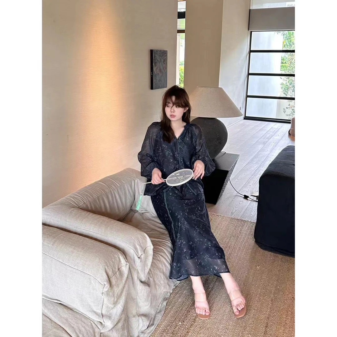 【入画江南-半裙】碎花新中式同色系半身裙