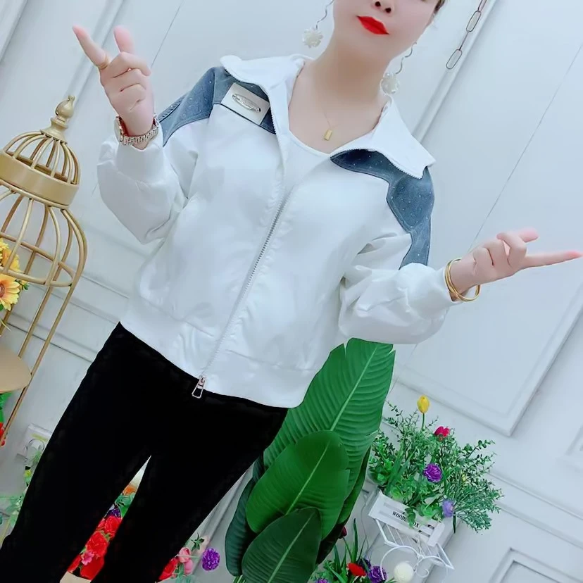 2025春秋新款拼接撞色宽松休闲连帽短款时尚潮流百搭外套女士上衣