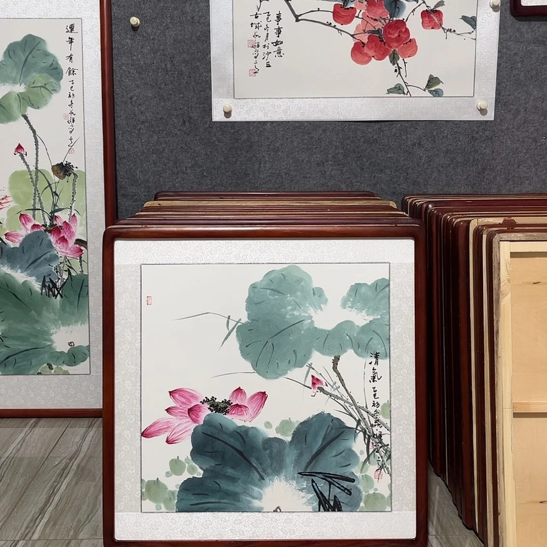 国画书画作品带框63×63